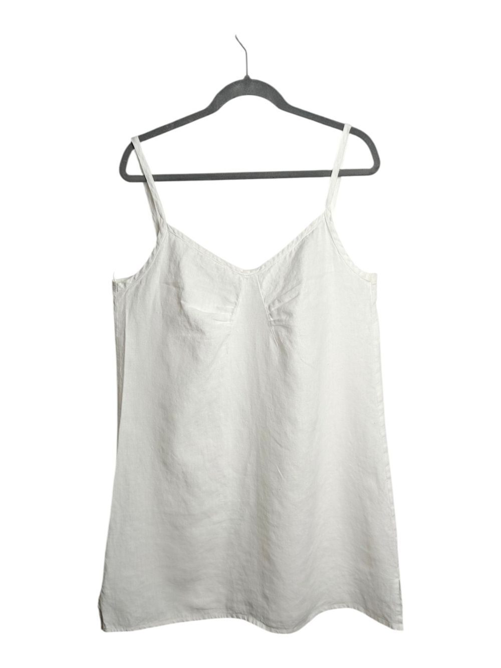Pure Linen  White Mini Slip Dress Chemise